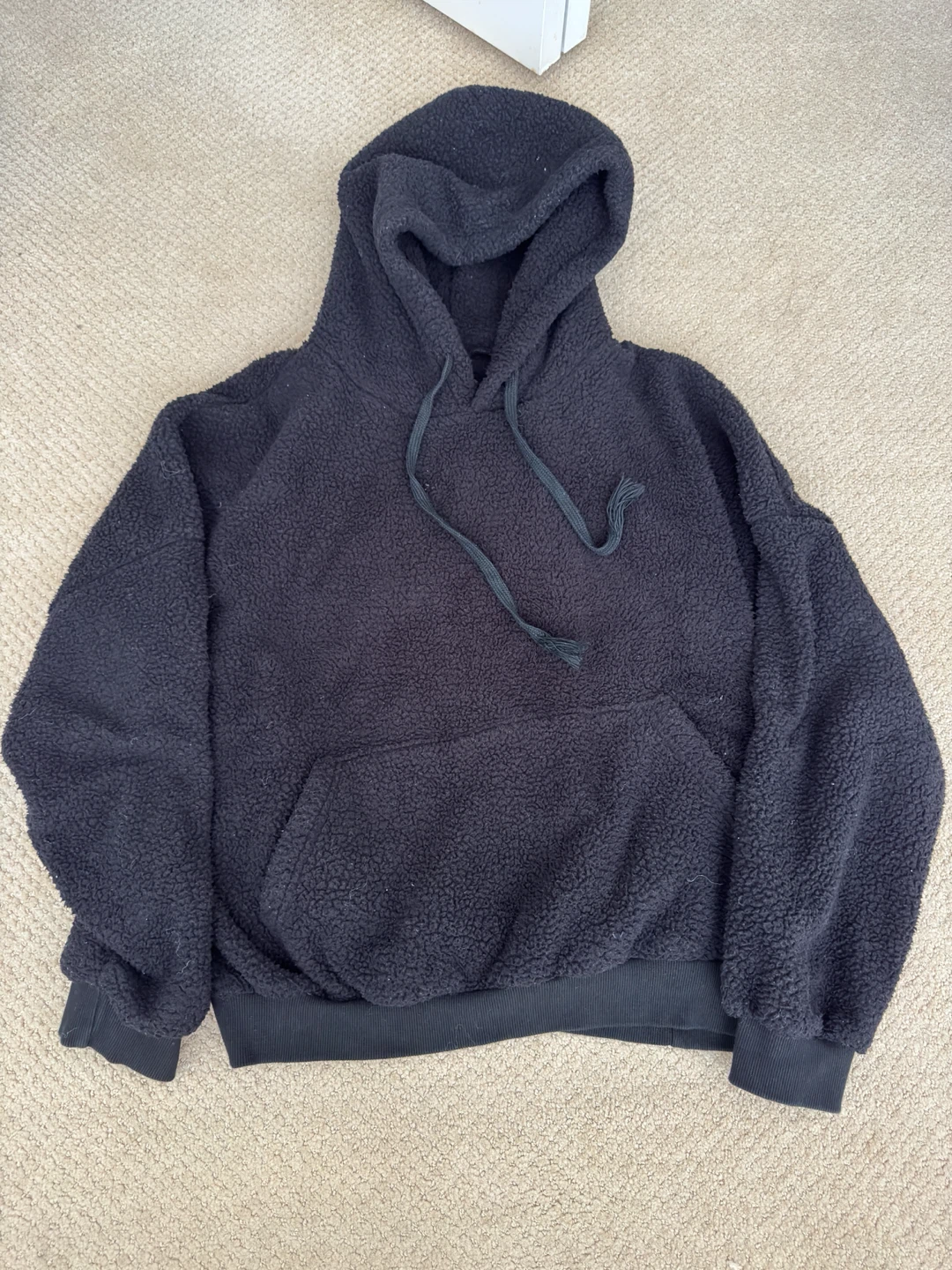 Oak + Fort Black Teddy Sherpa Oversized Hoodie