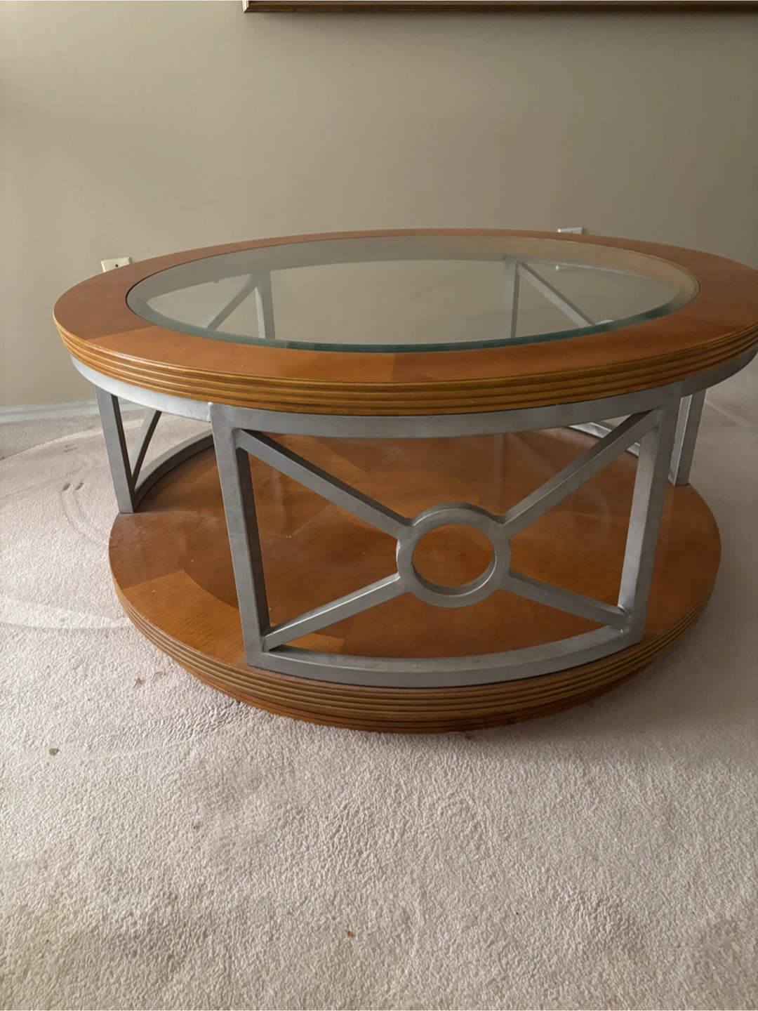 Round Coffee Table with Glass Top