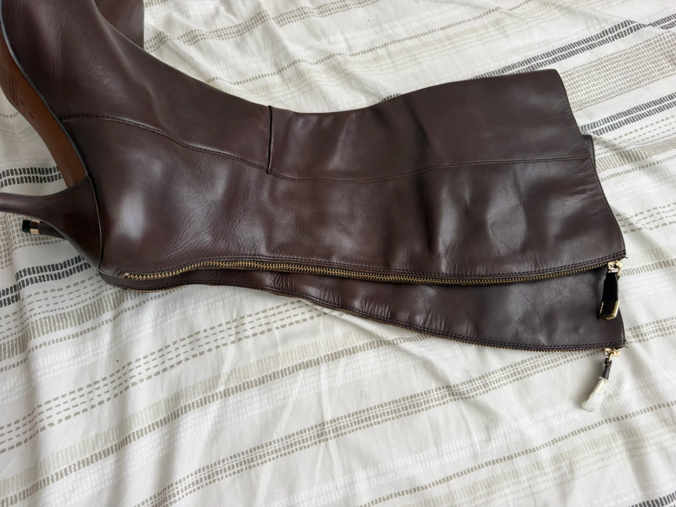 Coach Brown Leather Knee-High Boots Size 11 - photo 4