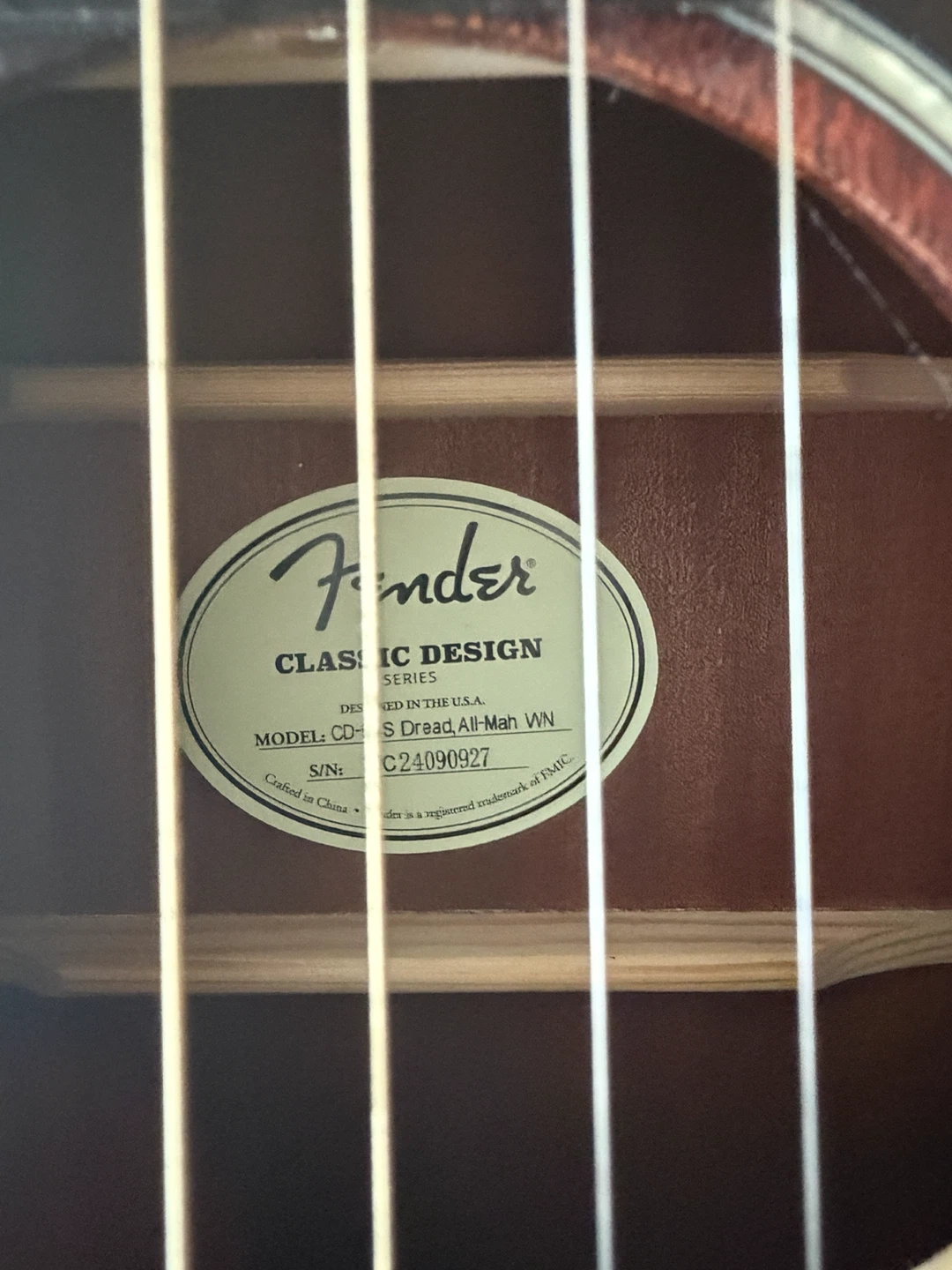 Fender CD-60S Dreadnought Acoustic Mahogany Guitar - photo 3
