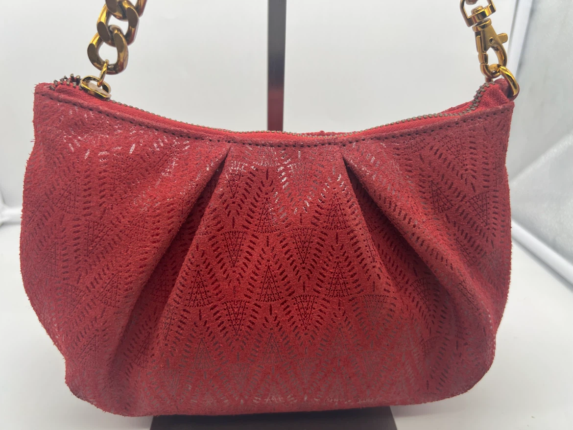Sharif Red Textured Expandable Shoulder Bag - photo 4