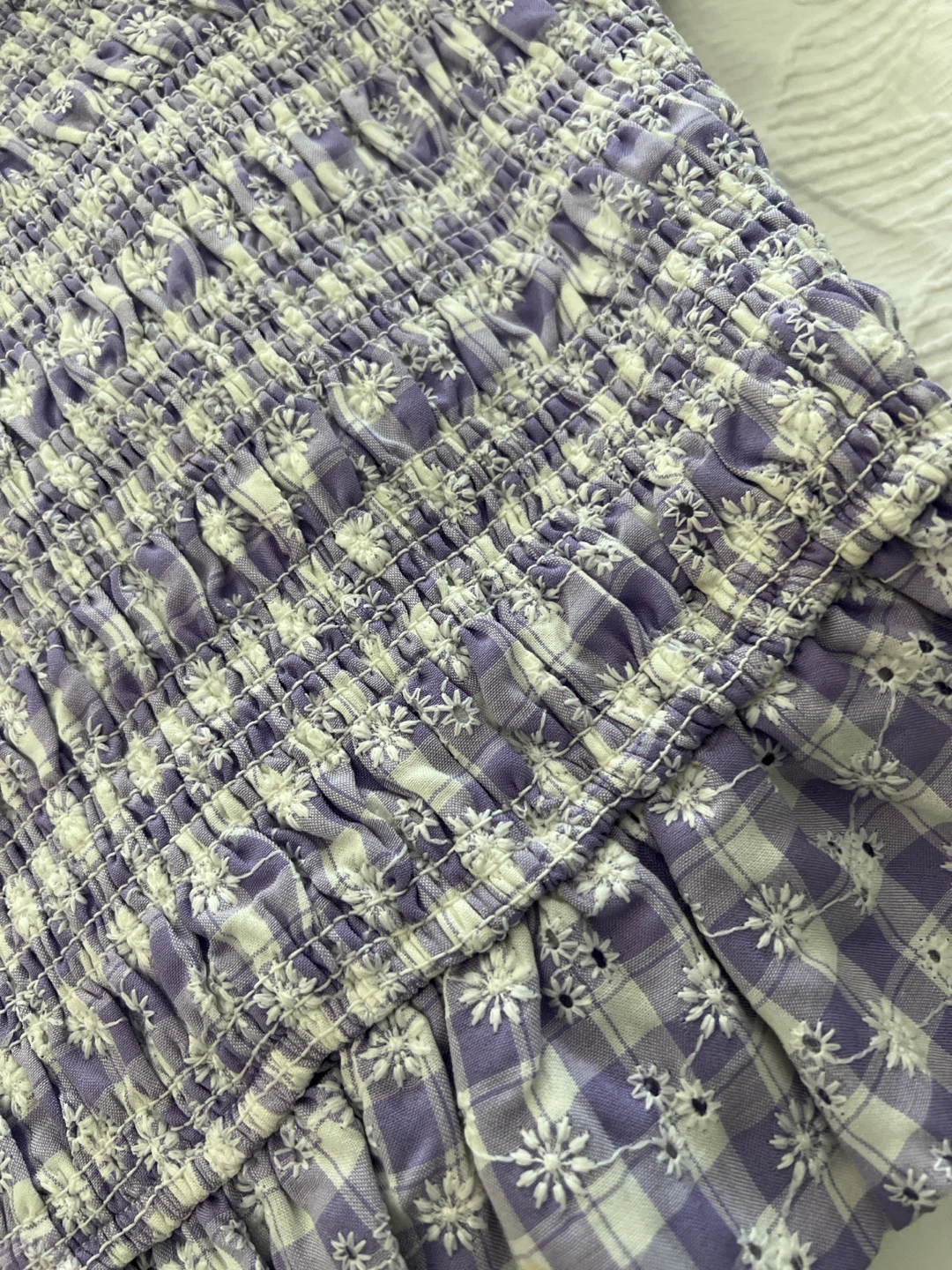 Smocked Gingham Puff Sleeve Top - photo 2
