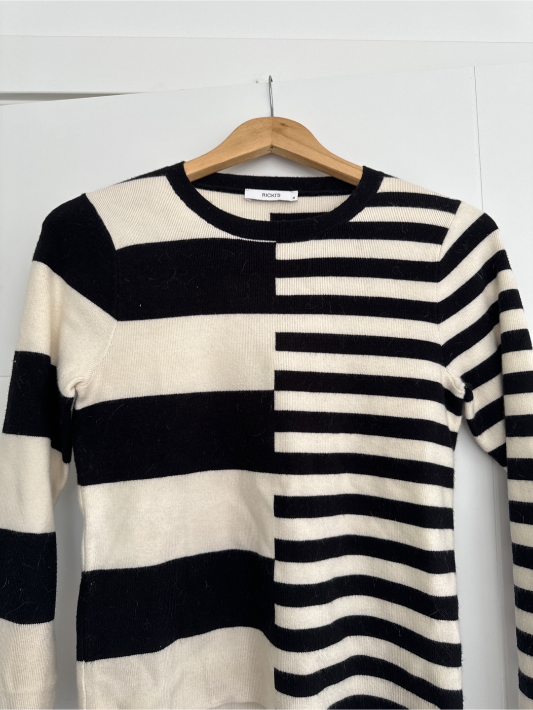 RICKI'S Striped Sweater - Black and Cream - Size M