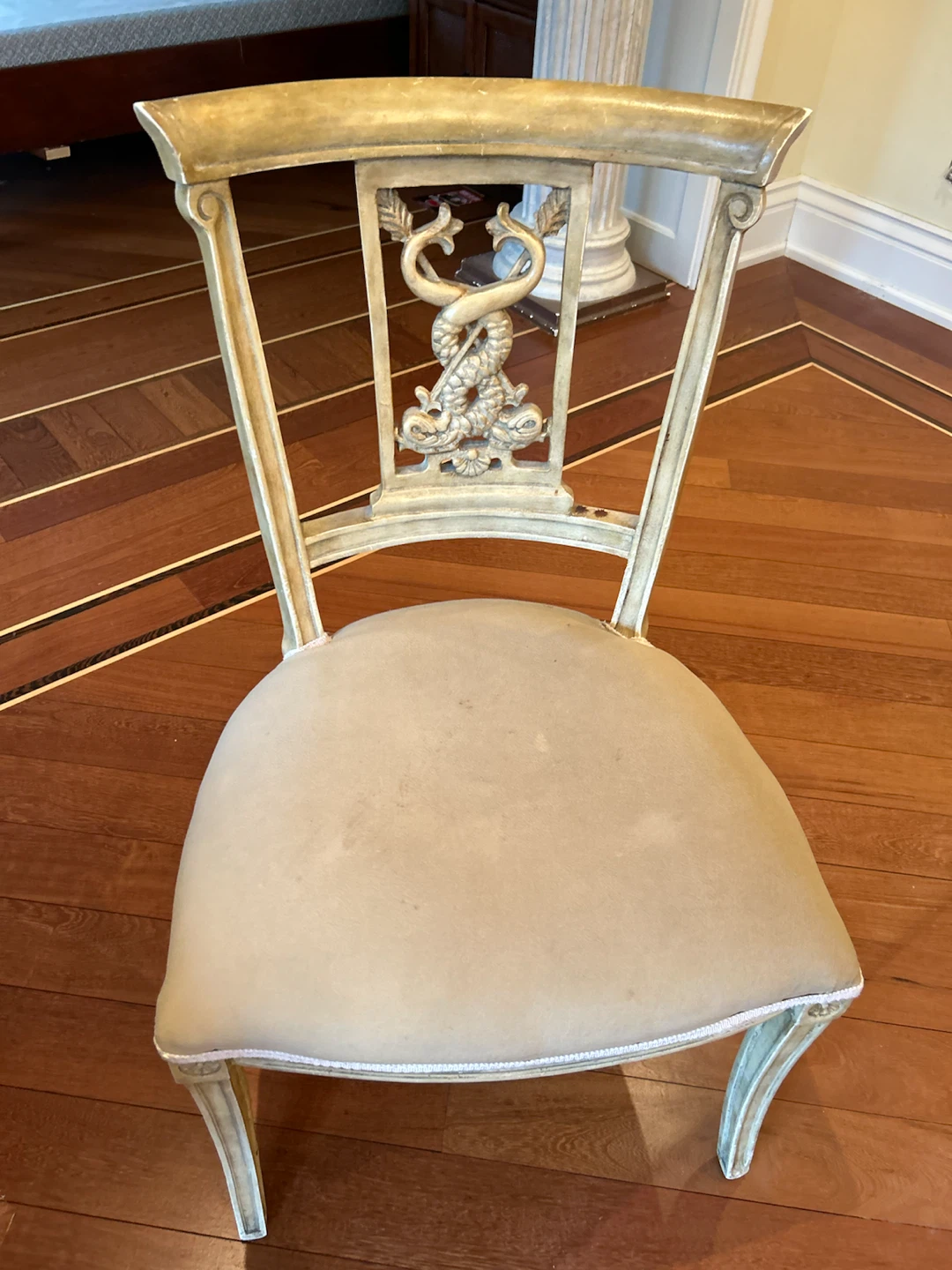 Vintage Accent Chair with Carved Detail