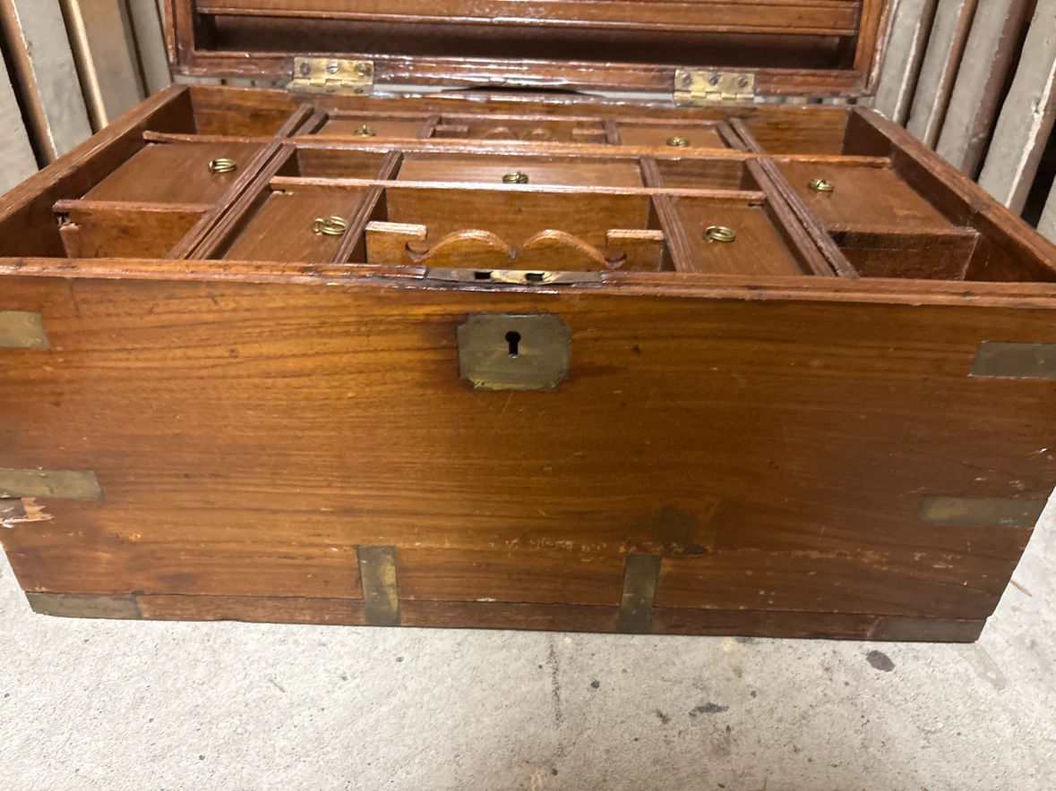Vintage Wooden Lap Desk with Brass Accents - photo 4
