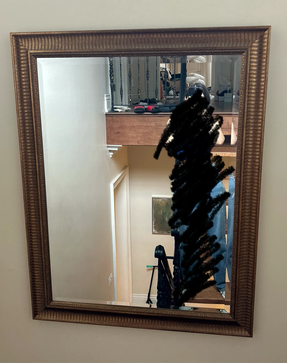 Decorative Wall Mirror with Ornate Bronze Frame