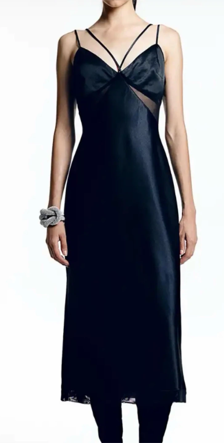 H&M Black Satin Slip Dress