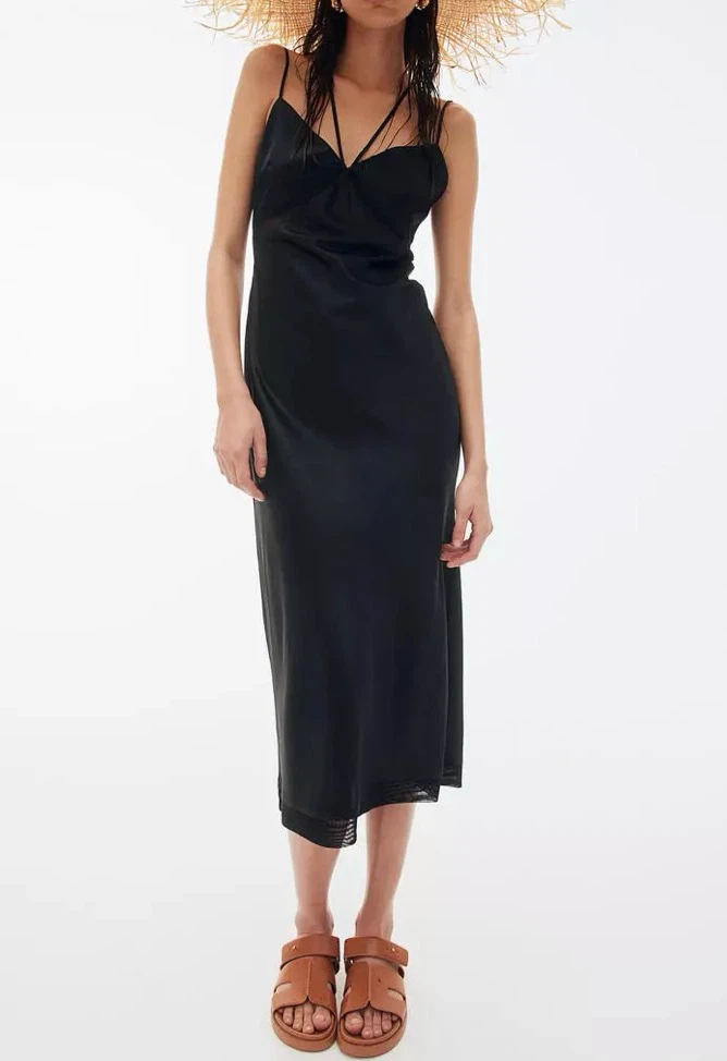 H&M Black Satin Slip Dress - photo 2