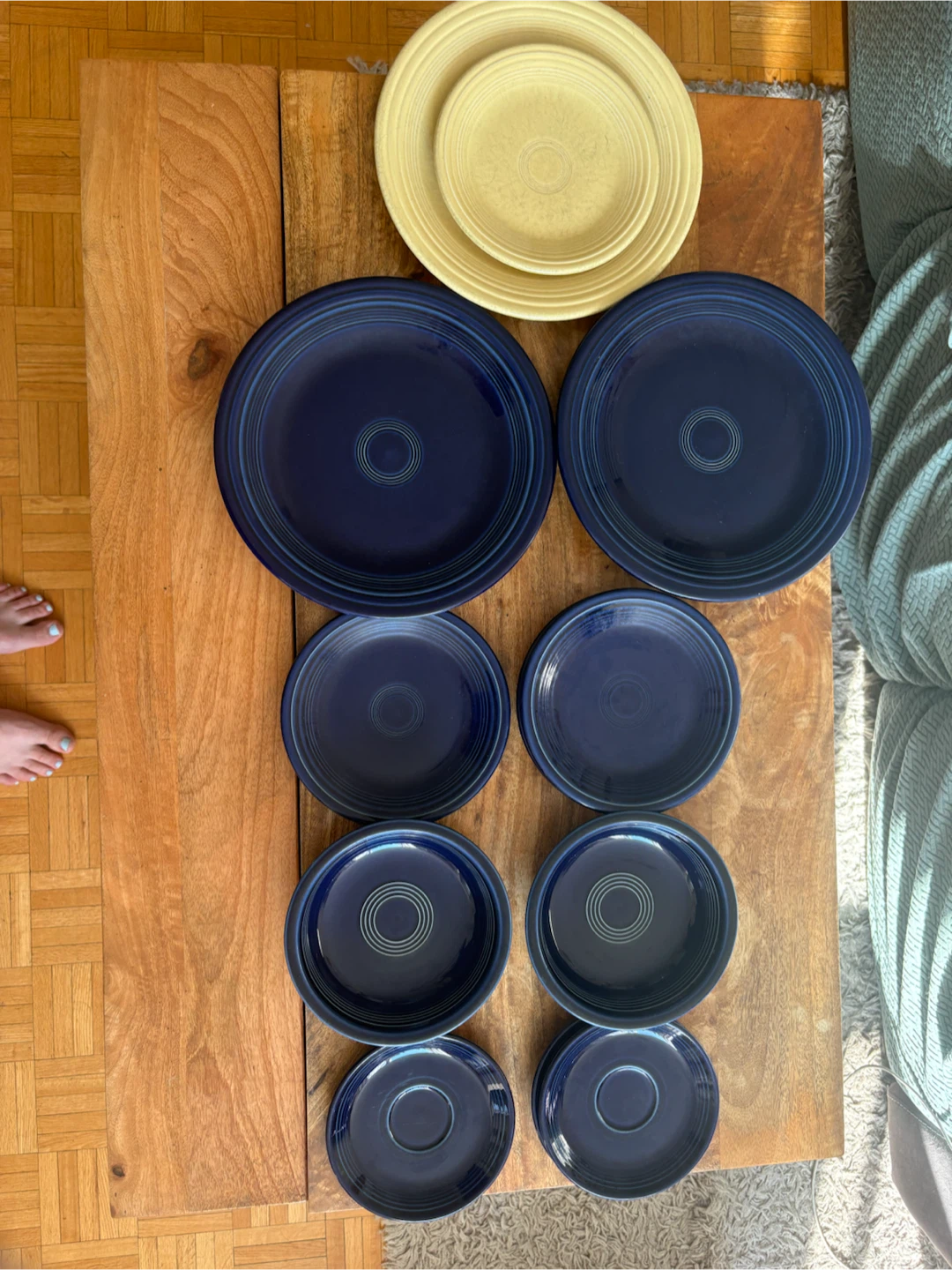 Fiesta Dinnerware Set - Blue and Yellow Plates & Bowls
