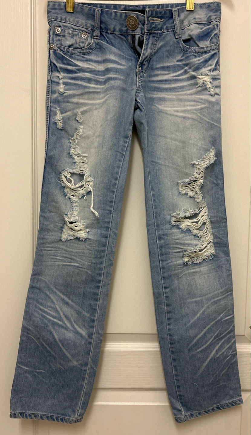 Distressed Light Wash Denim Jeans