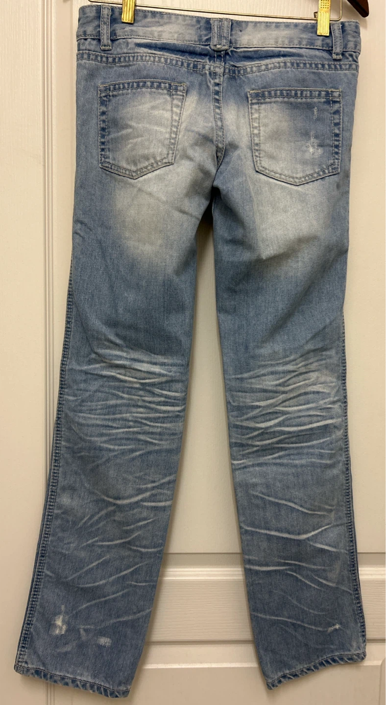 Distressed Light Wash Denim Jeans - photo 2