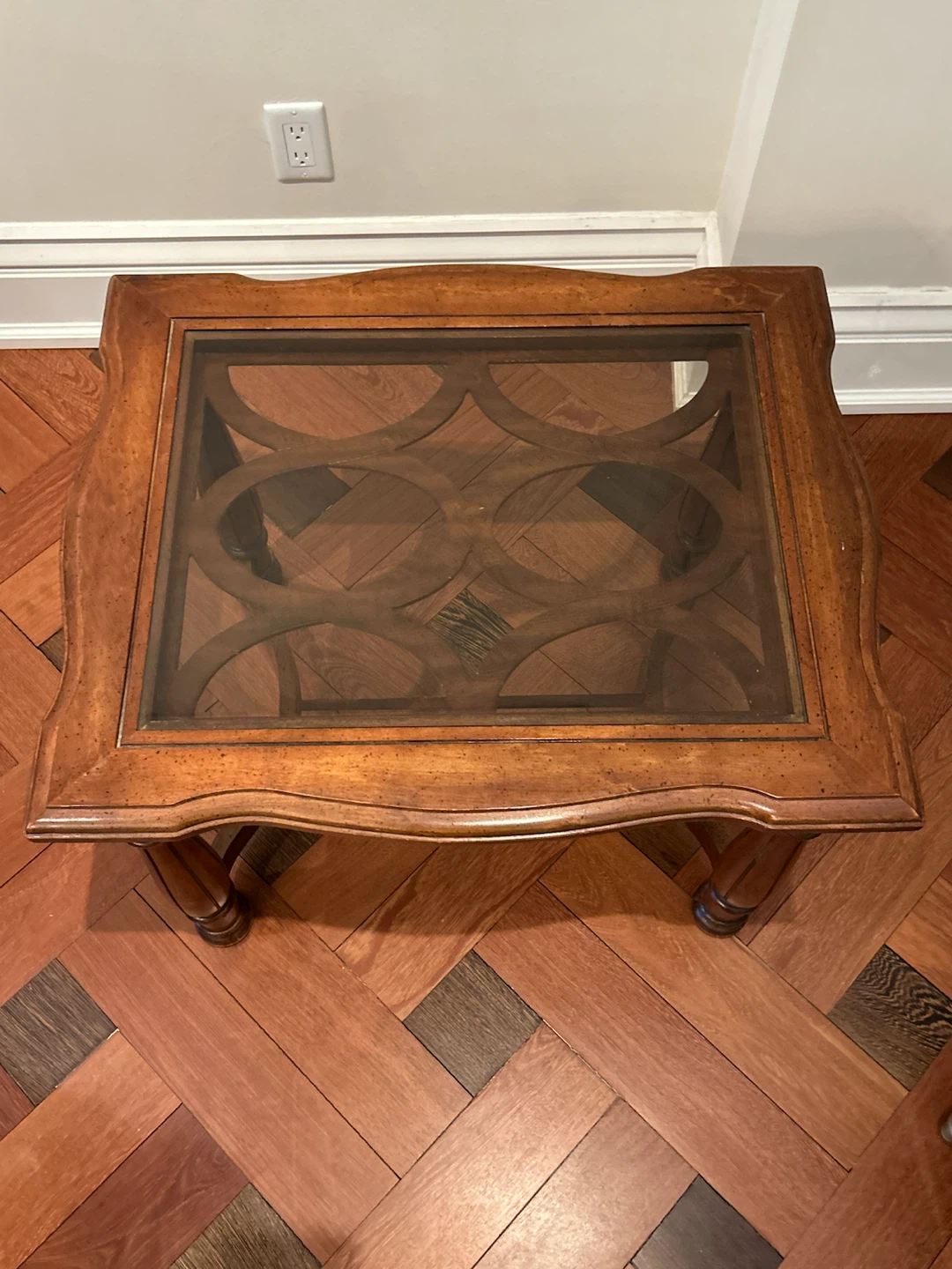 Wooden End Table with Glass Top - photo 3