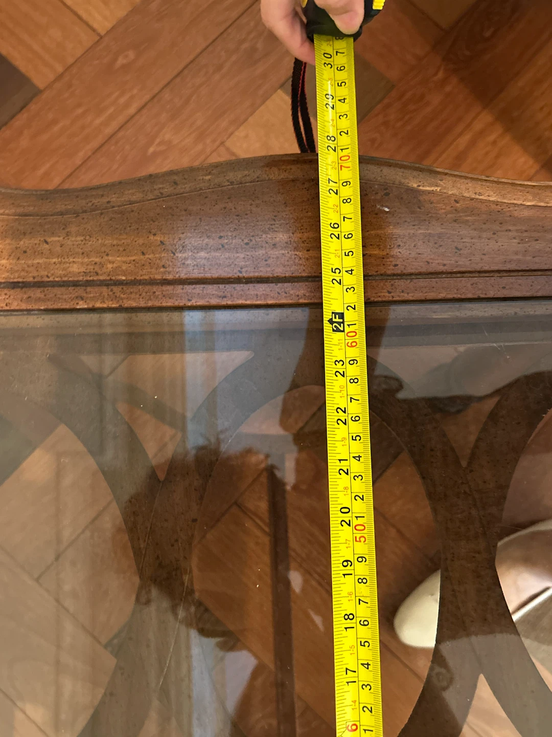 Wooden End Table with Glass Top - photo 4