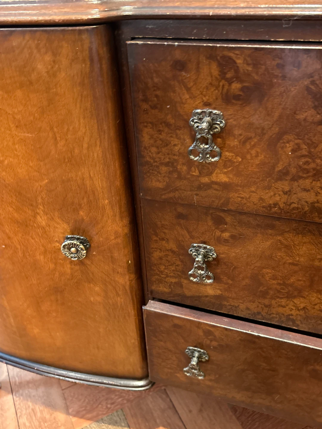 Vintage Wooden Sideboard Buffet with Drawers and Cabinet Doors - photo 2