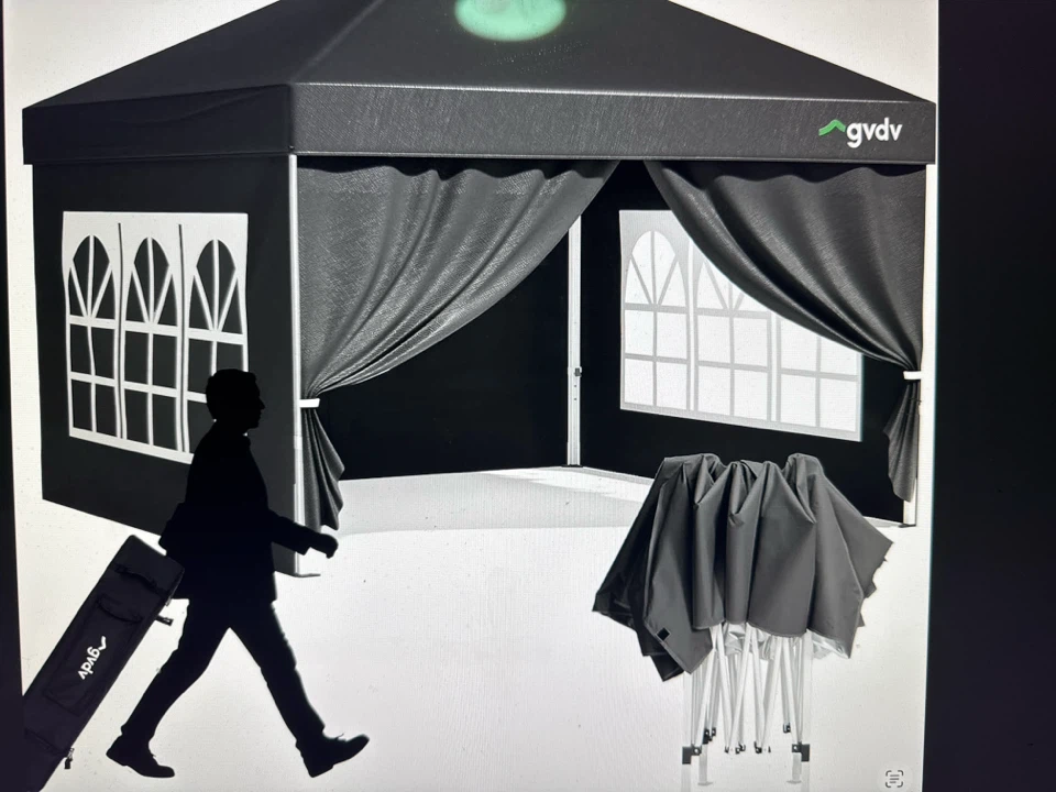 GVDV Canopy Tent Frame with 4 Sidewalls and 420D Top