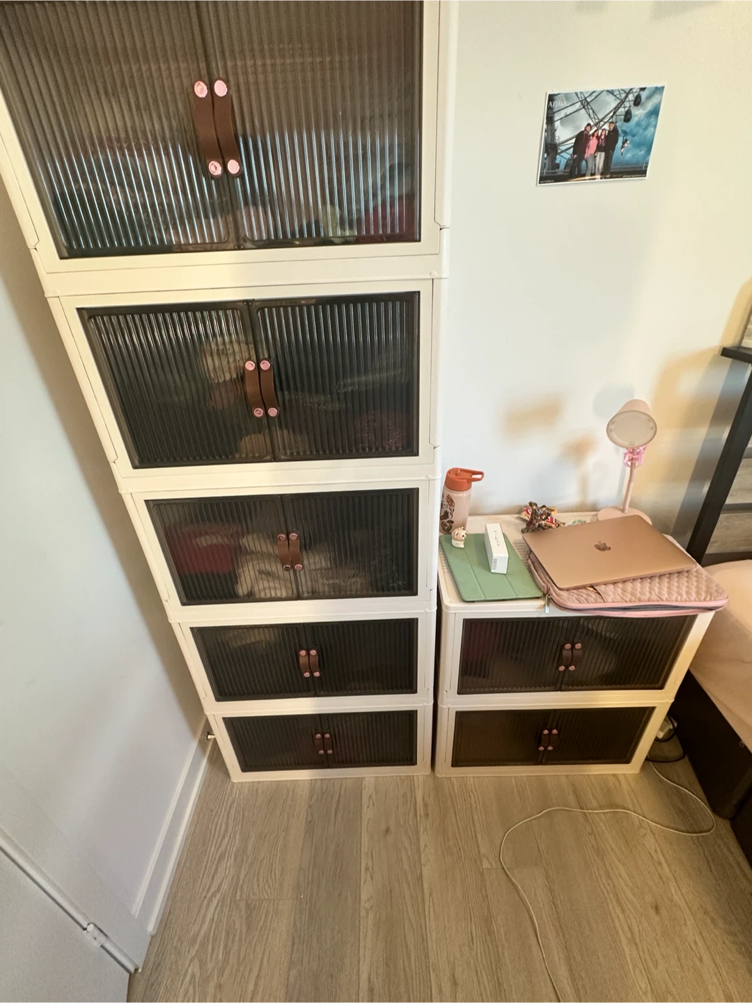 Stackable Storage Cabinet with Fluted Doors