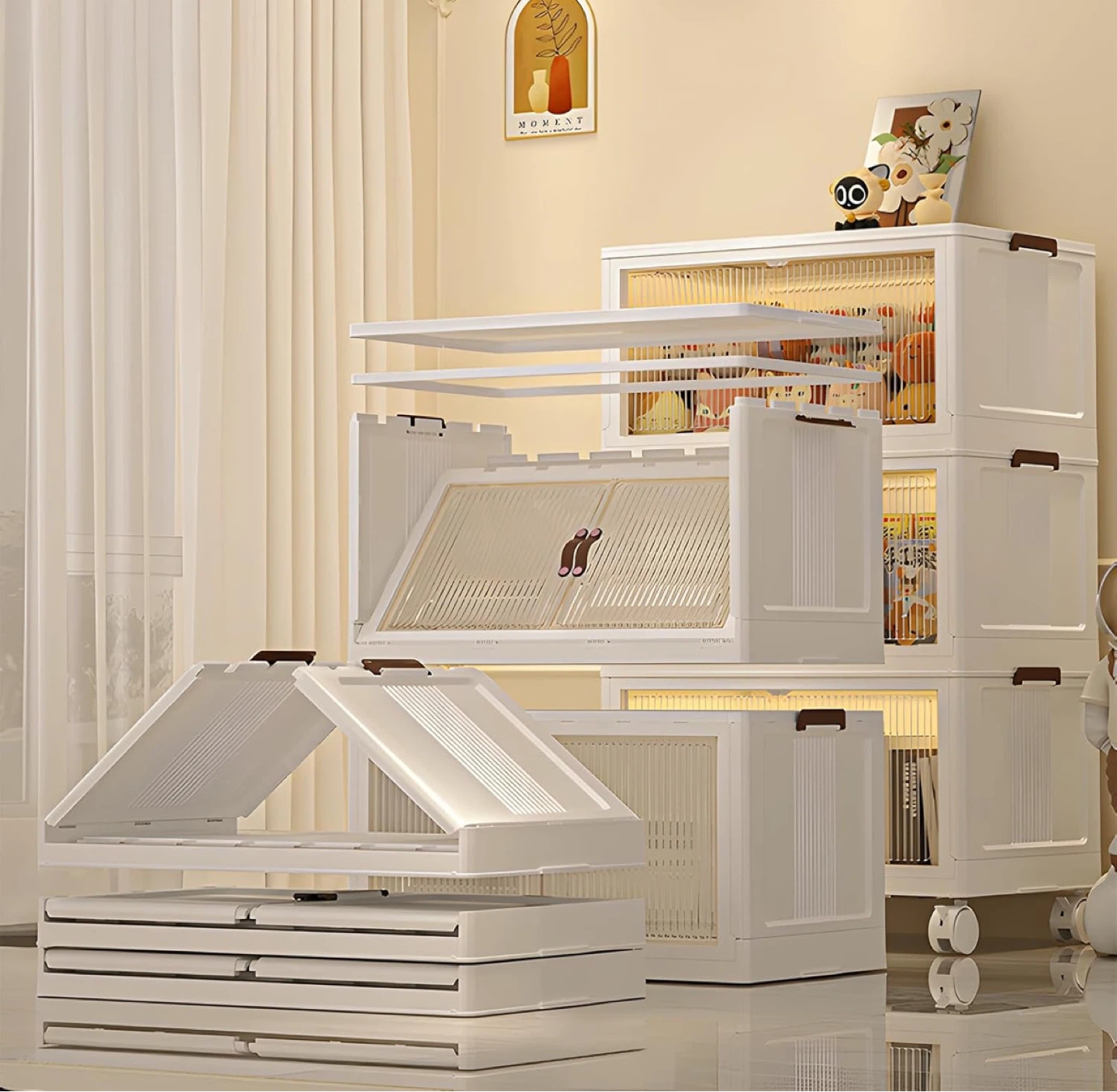 Stackable Storage Cabinet with Fluted Doors - photo 4
