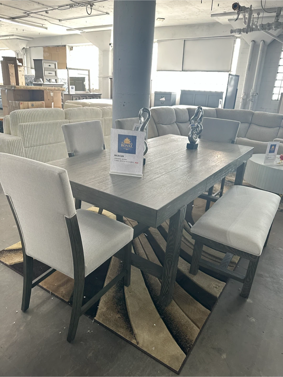 Royal Dining Room Set - Table, Bench & 4 Chairs