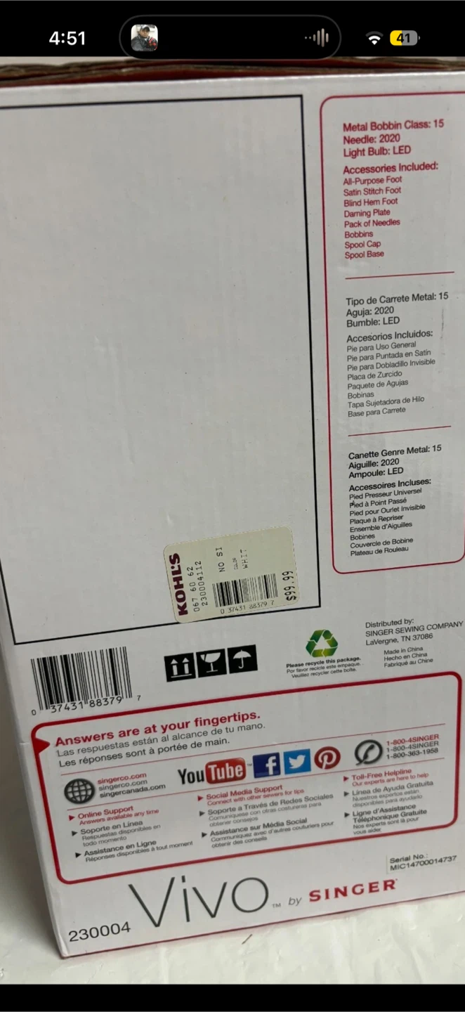 🧵 VIVO Sewing Machine by Singer – Like New! 🧵 - photo 2
