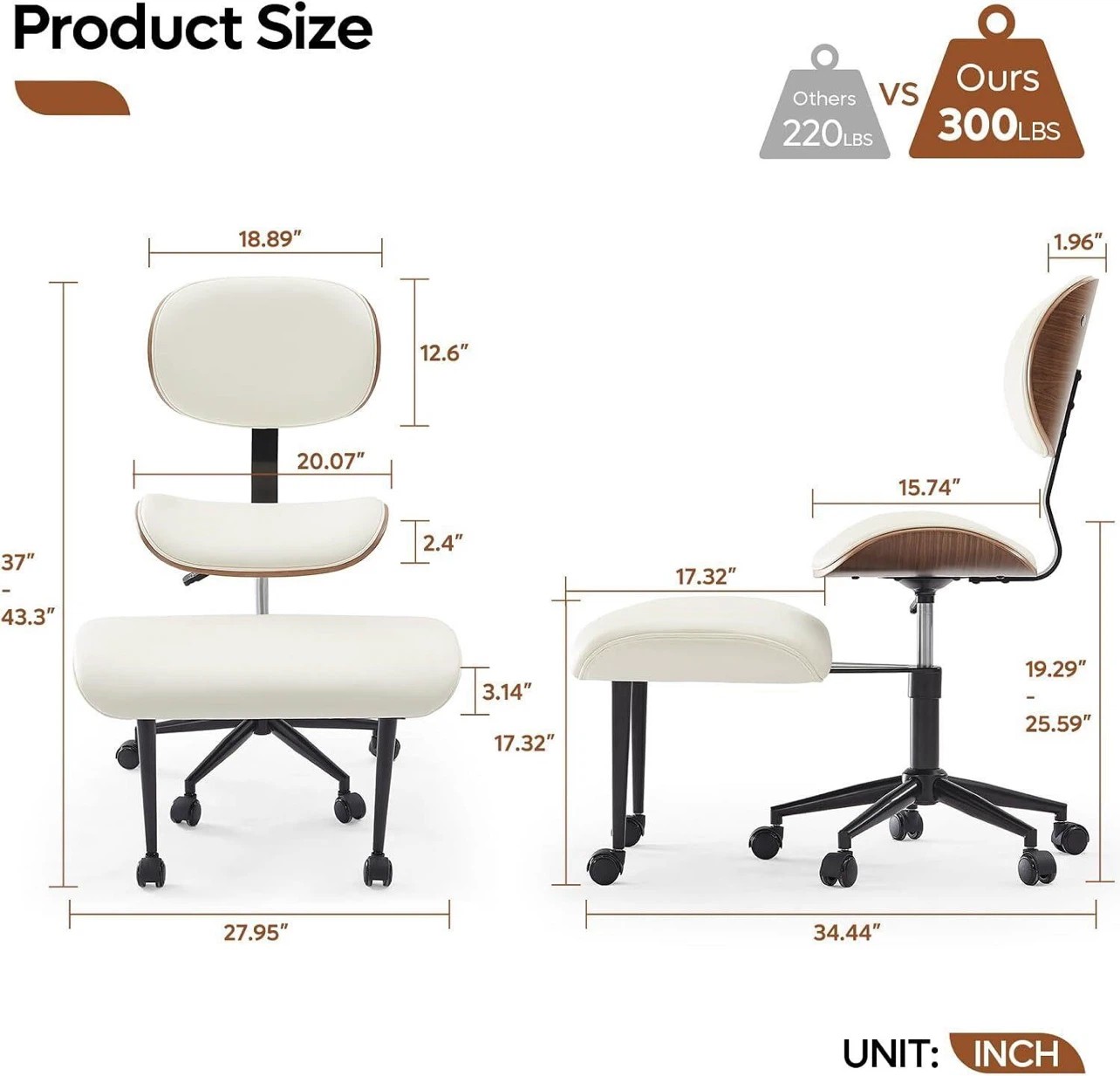 White Ergonomic Office Chair with Footrest - photo 2