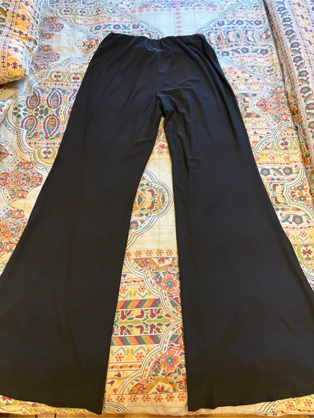 Black Wide-Leg Pants with Button Detail