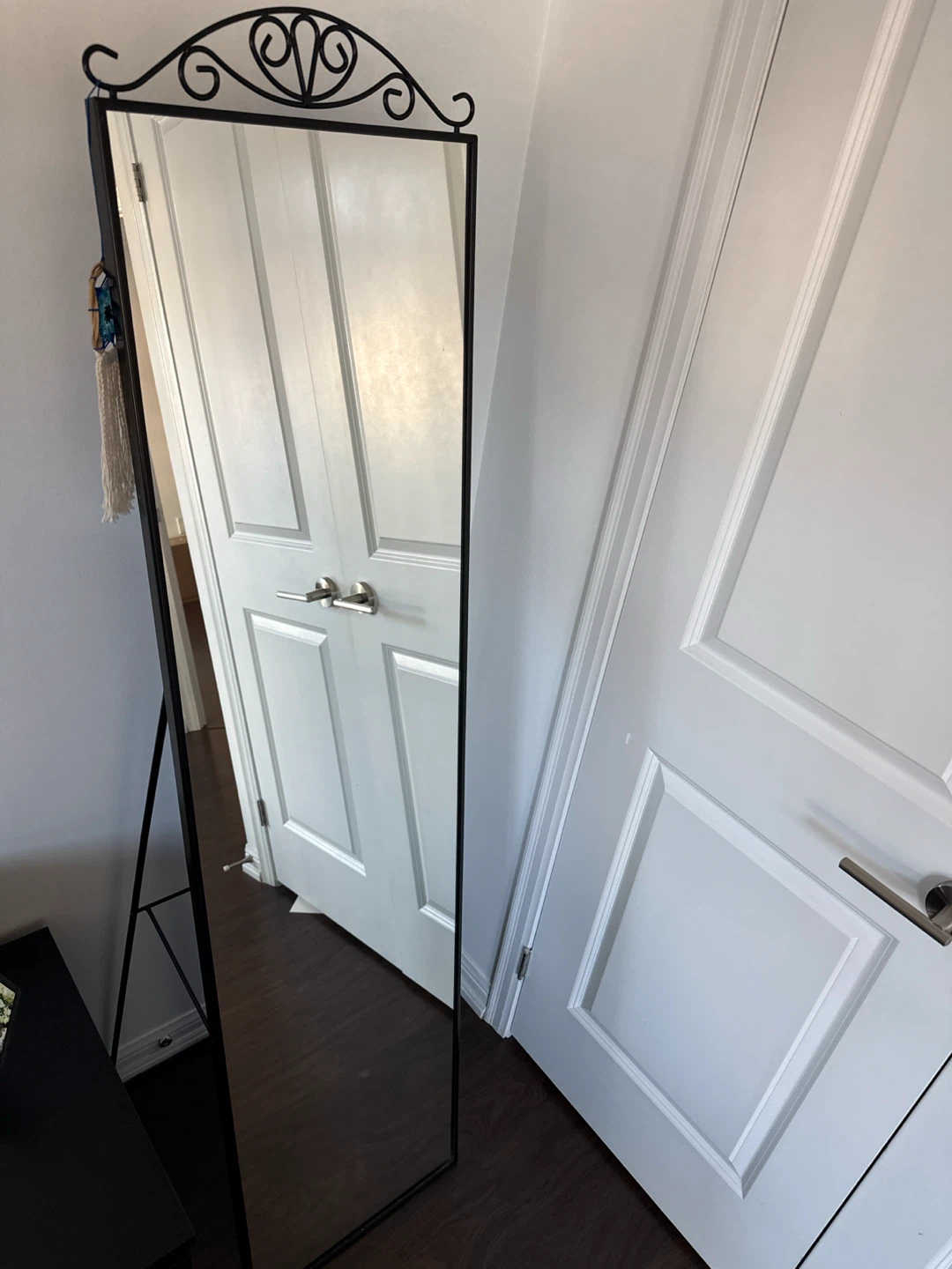 Standing Full Length Mirror with Ornate Top