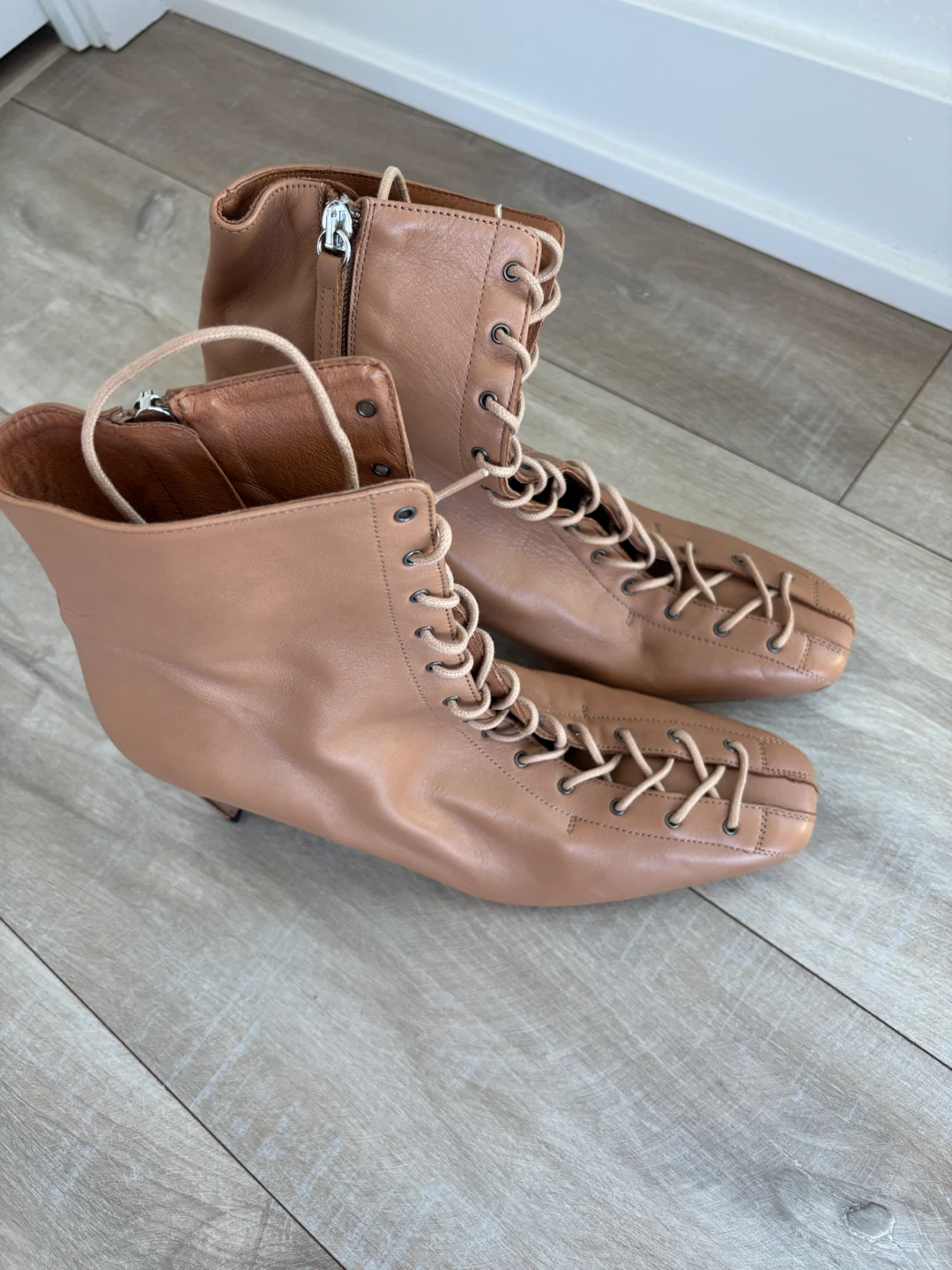 Ángel Alarcón Women's Brown Leather Lace-Up Ankle Boots Size 40 - photo 3