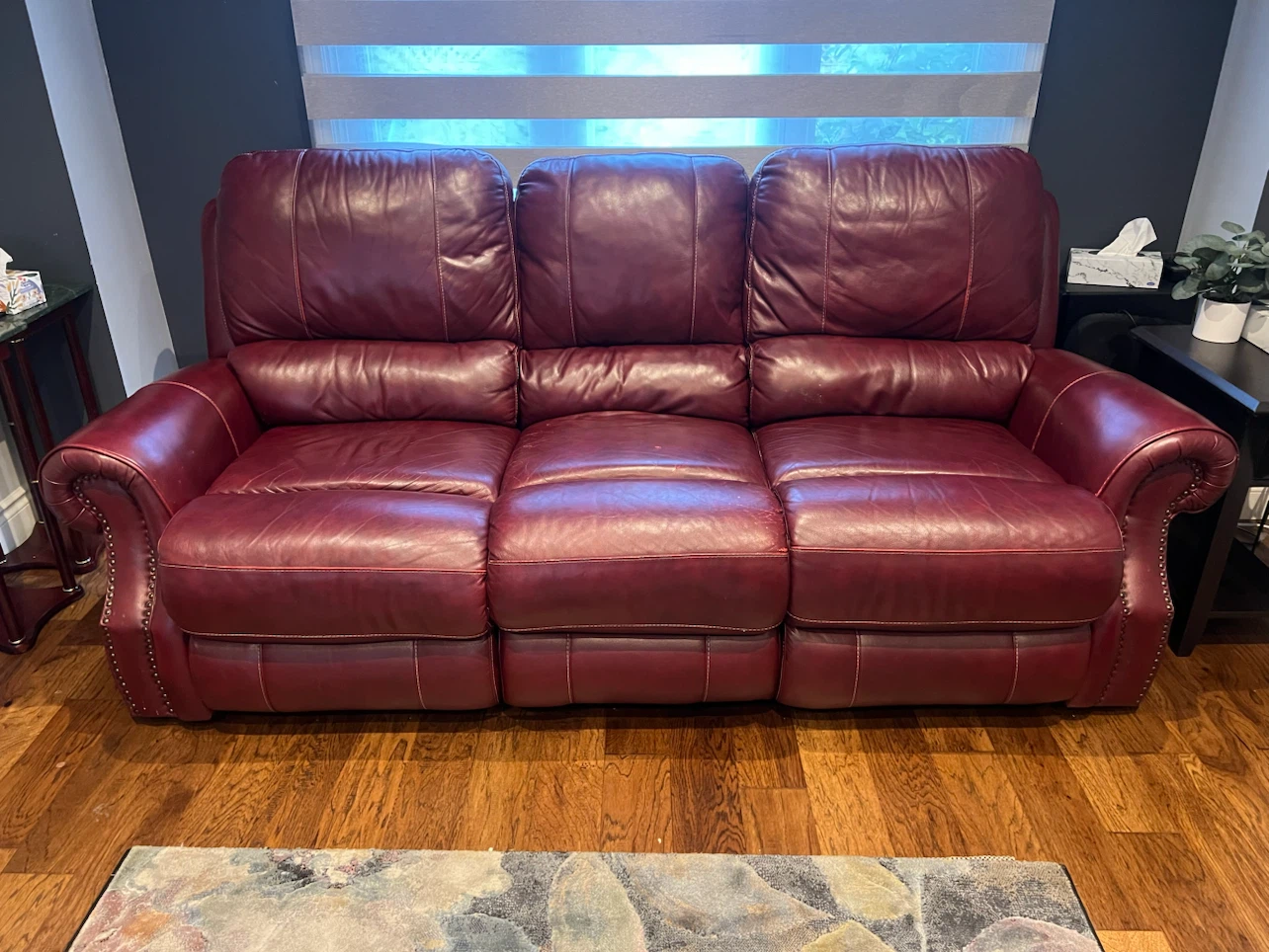 Red Leather Reclining Loveseat and Sofa Set - photo 2
