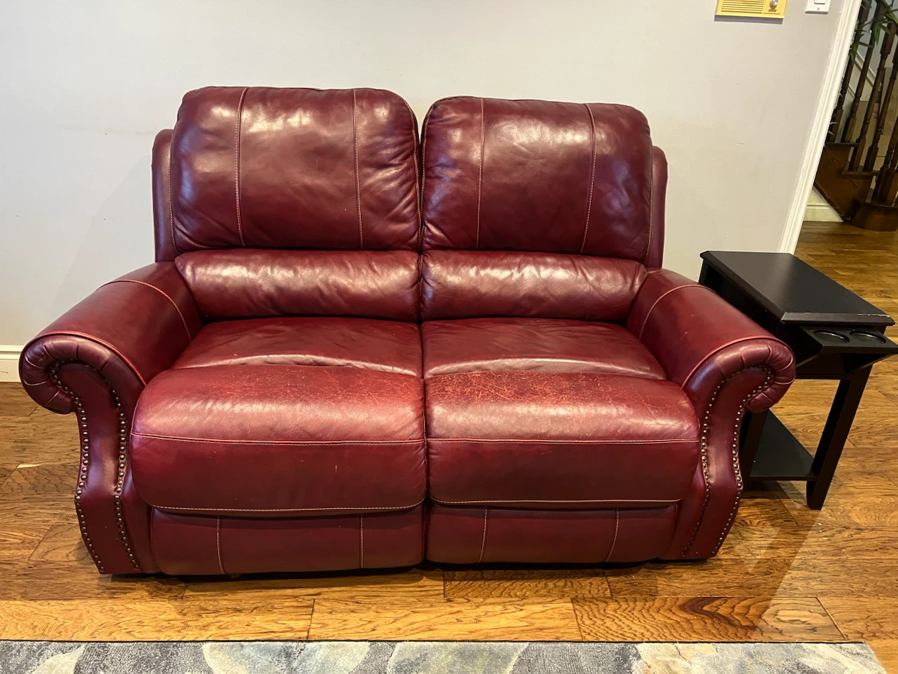 Red Leather Reclining Loveseat and Sofa Set - photo 4