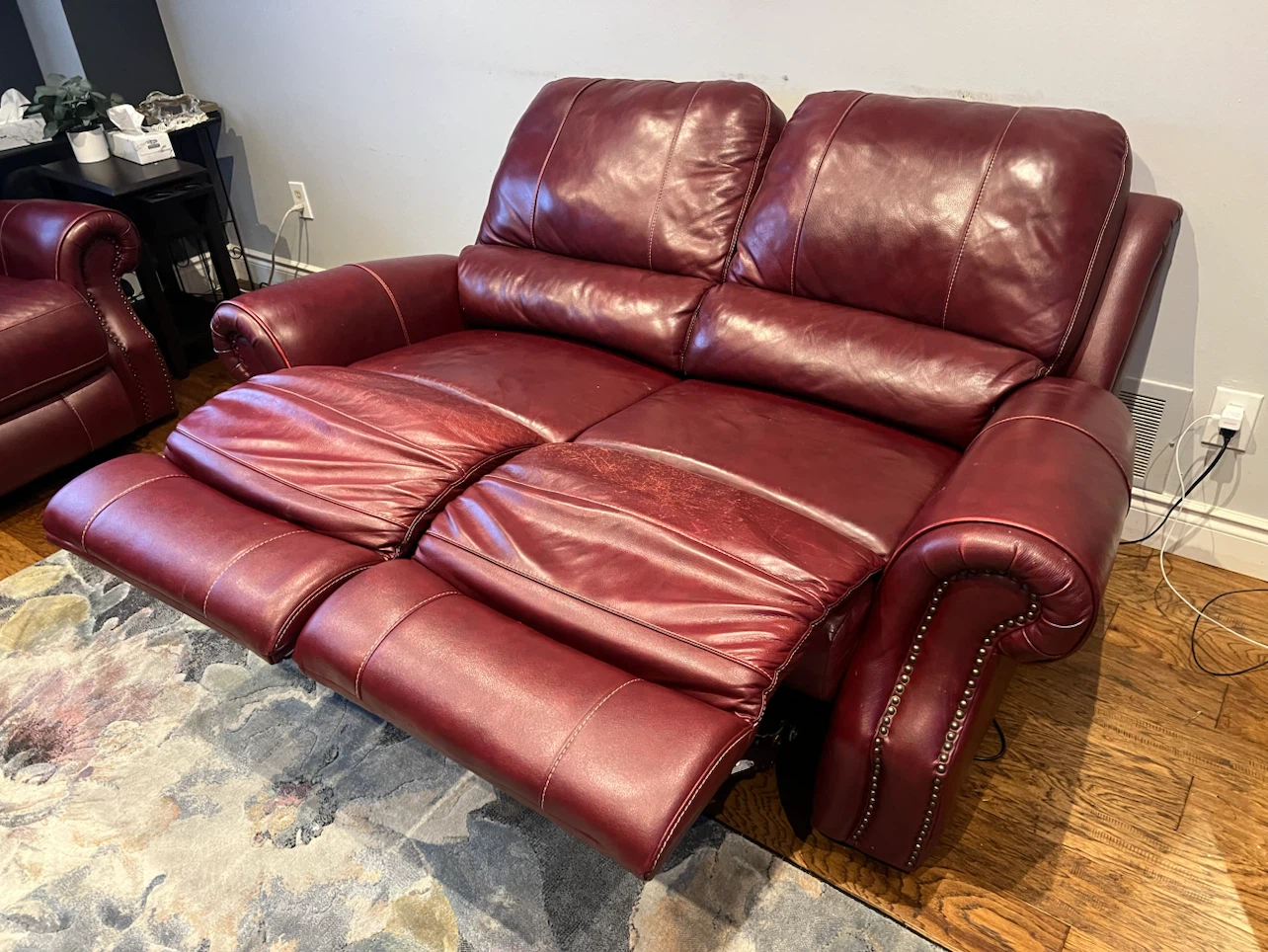 Red Leather Reclining Loveseat and Sofa Set - photo 5