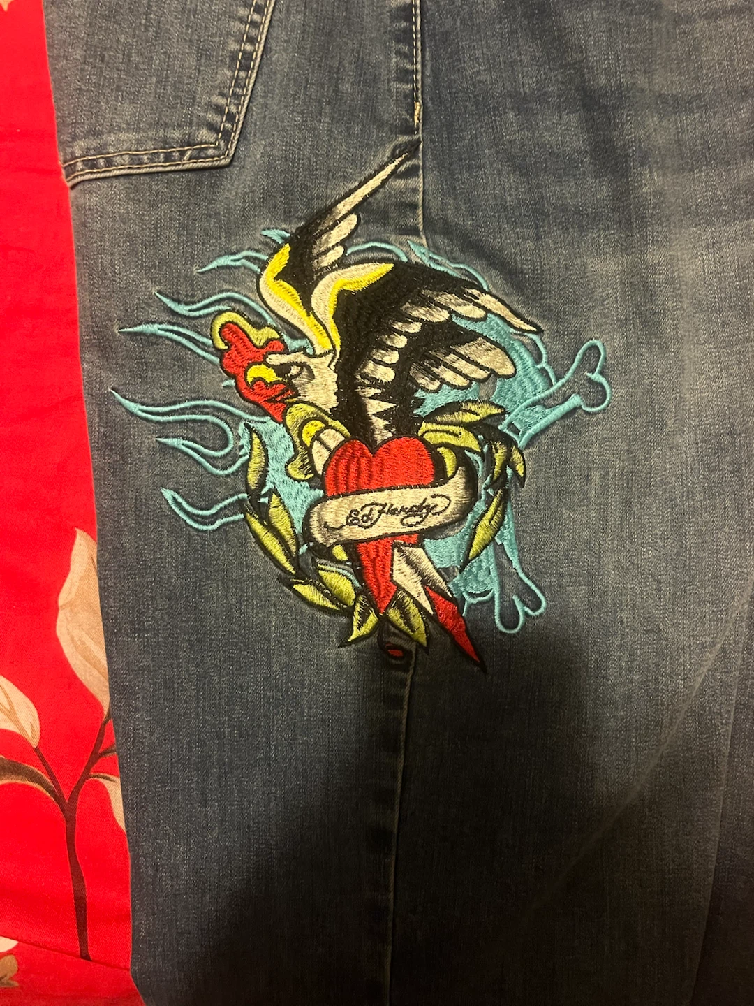Ed Hardy Jeans - Embroidered Wide Leg Denim - photo 3