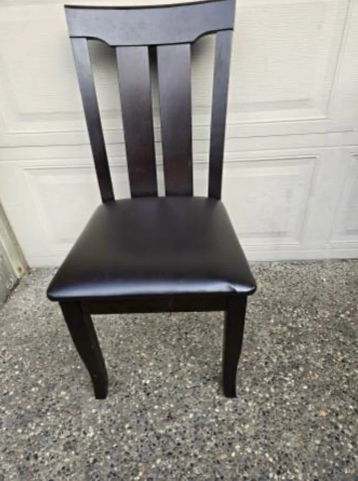 Dark Wood Dining Chair with Black Upholstered Seat - photo 2