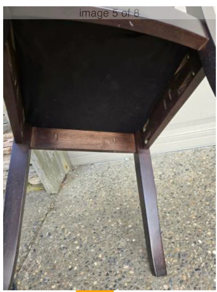 Dark Wood Dining Chair with Black Upholstered Seat - photo 3