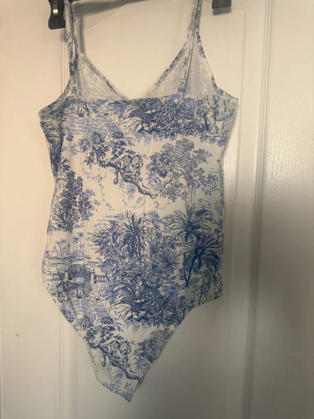 H&M Blue and White Toile Print Bodysuit - Size S - photo 2