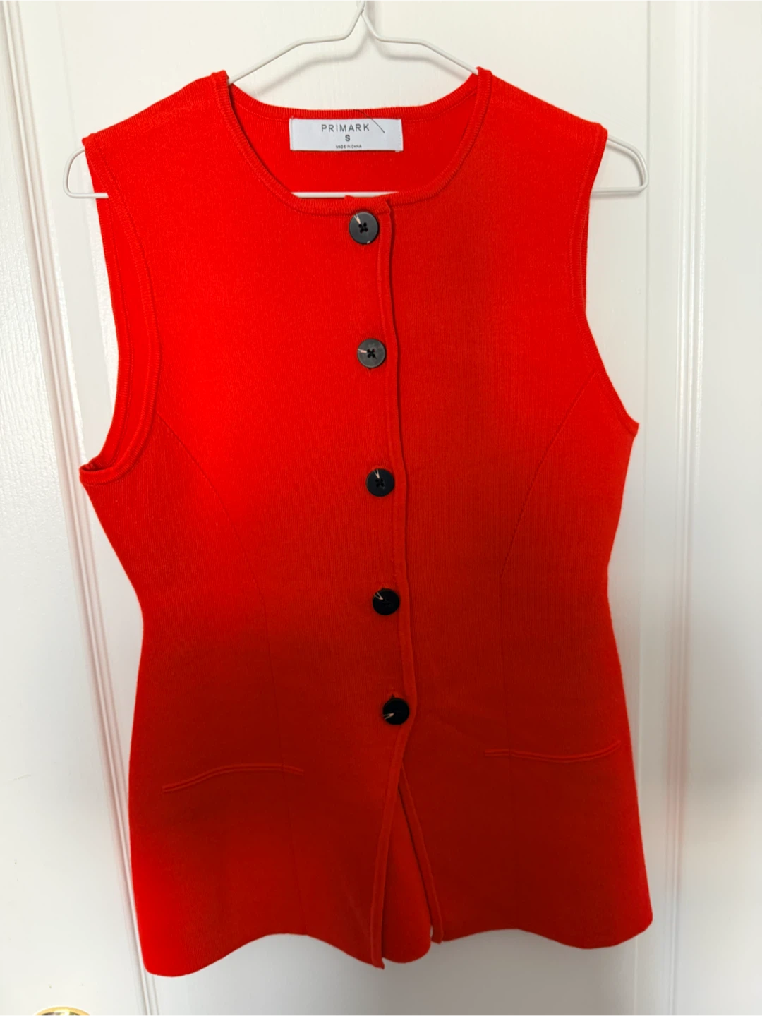 Primark Red Sleeveless Button-Up Vest Top Size S