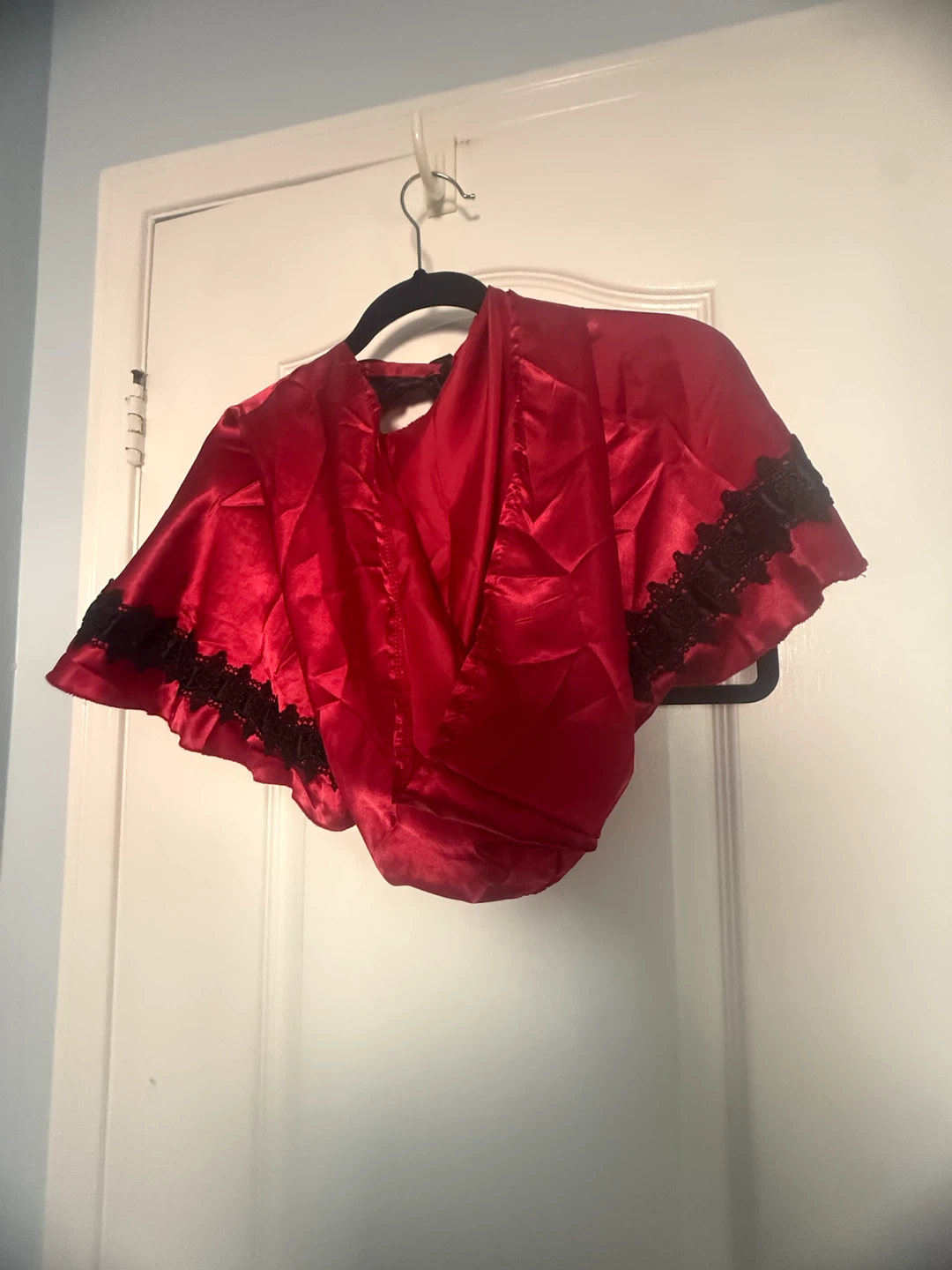 Red Satin Costume Dress with Lace Trim - photo 5