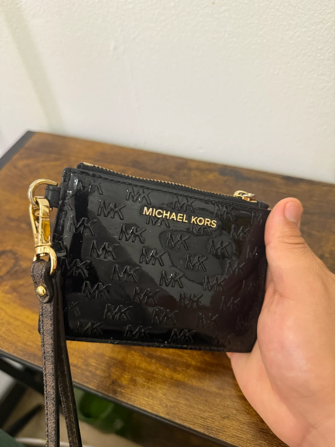 Michael Kors Black Monogram Card Holder with Wristlet