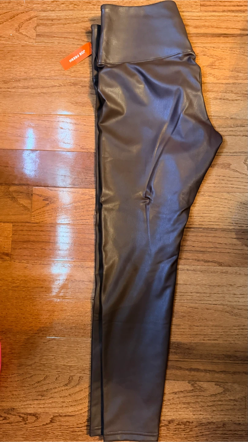Joe Fresh Faux Leather Leggings L/G Brown