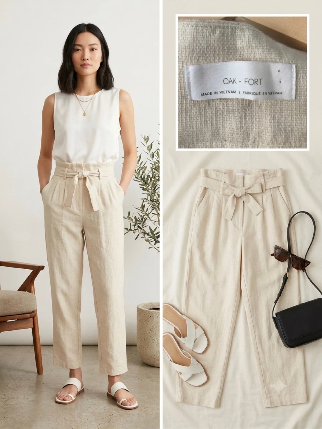 OAK + FORT Linen Blend Pants - photo 2