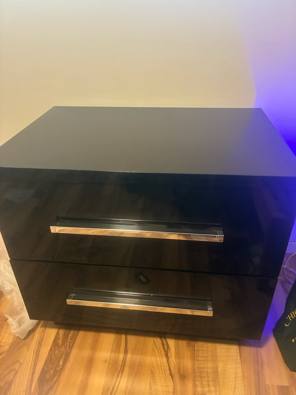 Black 2-Drawer Nightstand