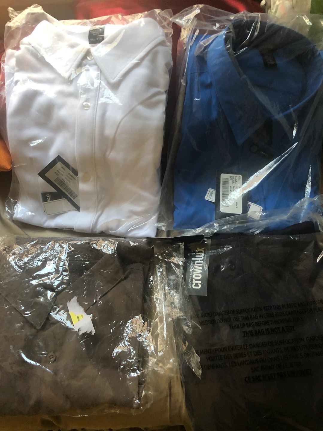 Mens 4XL shirts 2 dress  2 polo shirts white and neavy