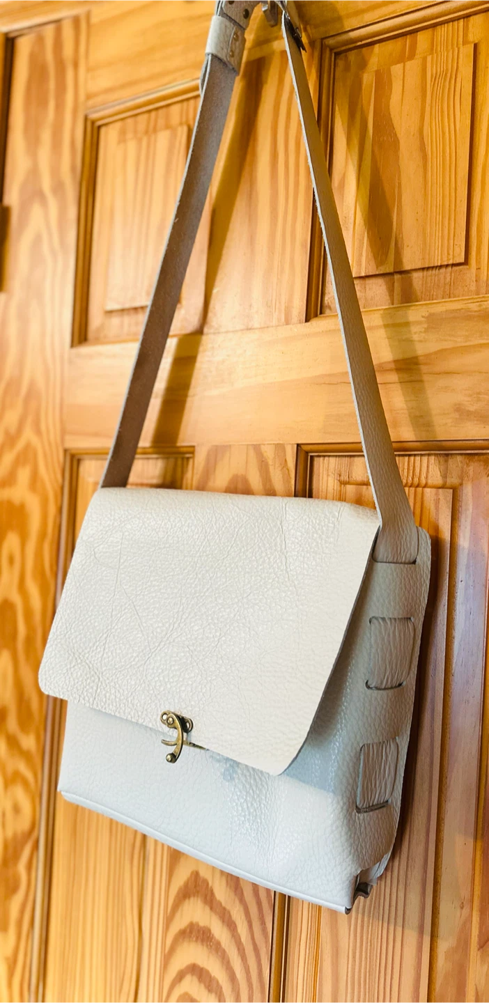 White off Genuine Leather Crossbody Bag