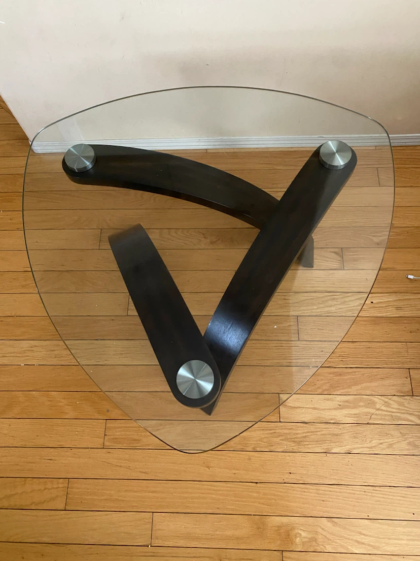 Glass Top Coffee Table with Dark Wood Base - photo 2