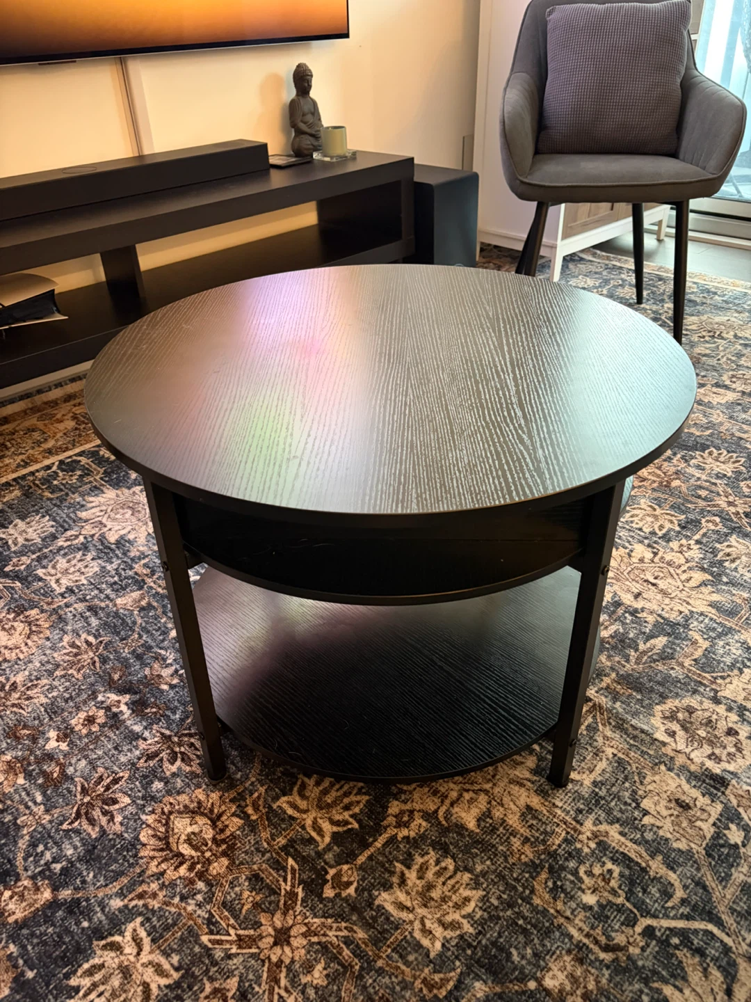 Black Round Coffee Table with Storage - photo 4