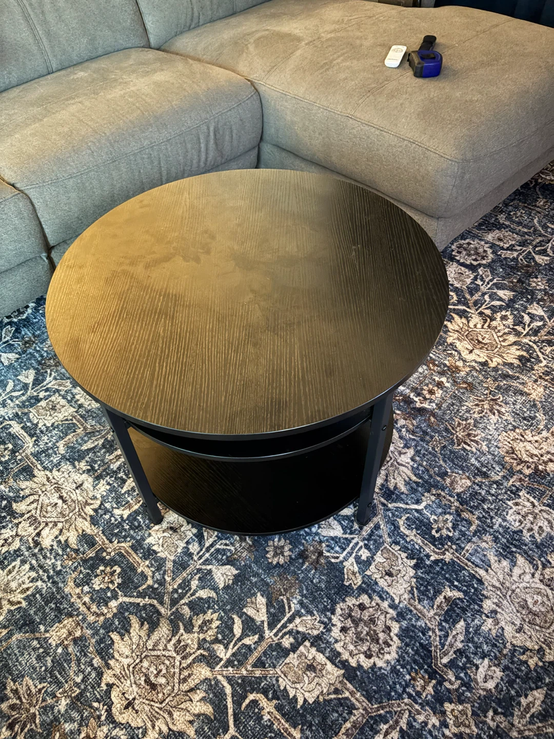 Black Round Coffee Table with Storage - photo 5