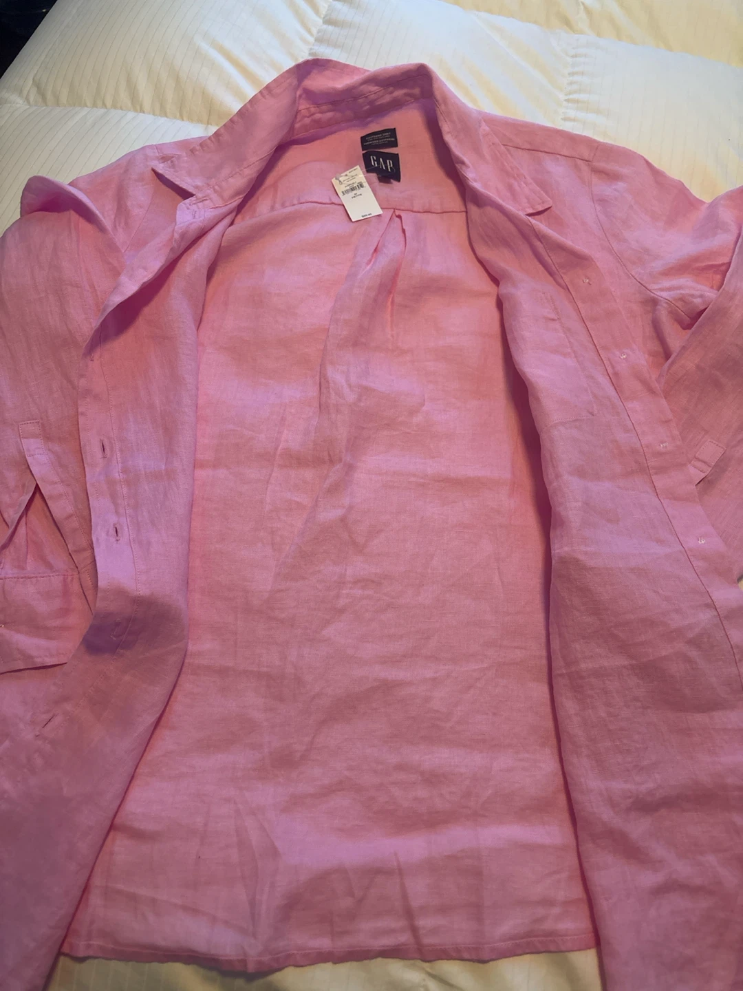 GAP Pink Boyfriend Linen Blend Shirt - Petite Medium - photo 3