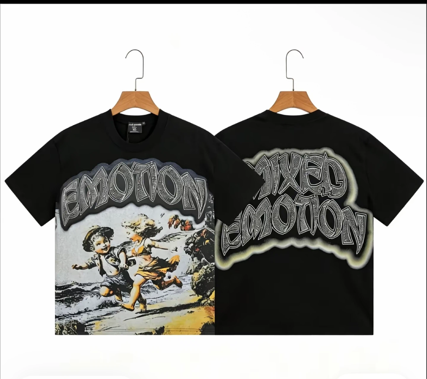 Black Mixed Emotion Graphic T-Shirt