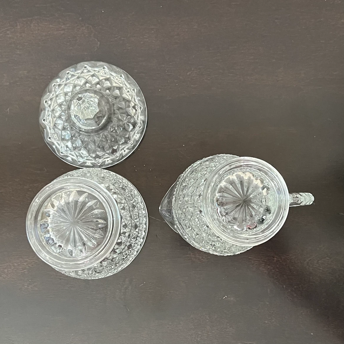 Vintage Anchor Hocking Wexford Glass Lidded Sugar Bowl & Creamer - photo 4
