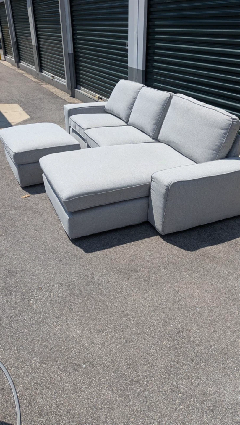 Light Gray Sectional Sofa with Ottoman