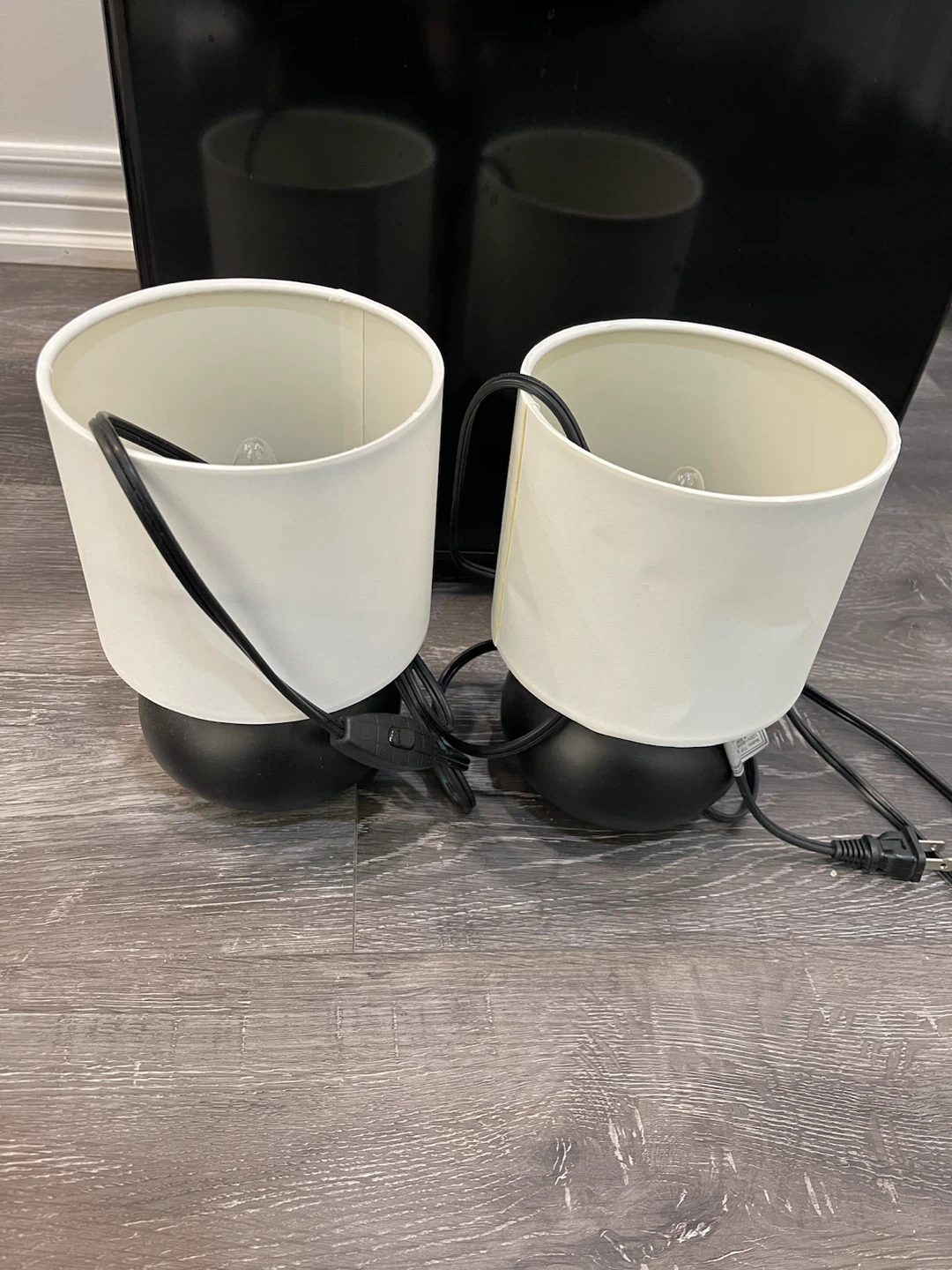Pair of Black and White Table Lamps